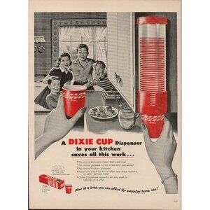 1954 DIXIE CUP Dispenser Vintage Print Ad (L5)